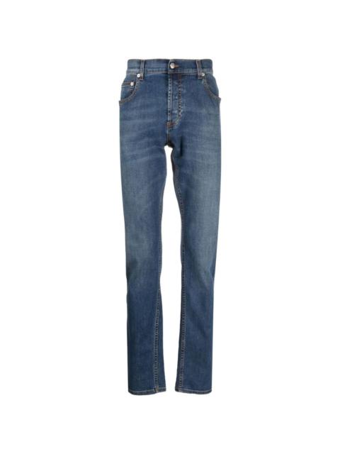 Alexander McQueen embroidered-logo slim-fit jeans