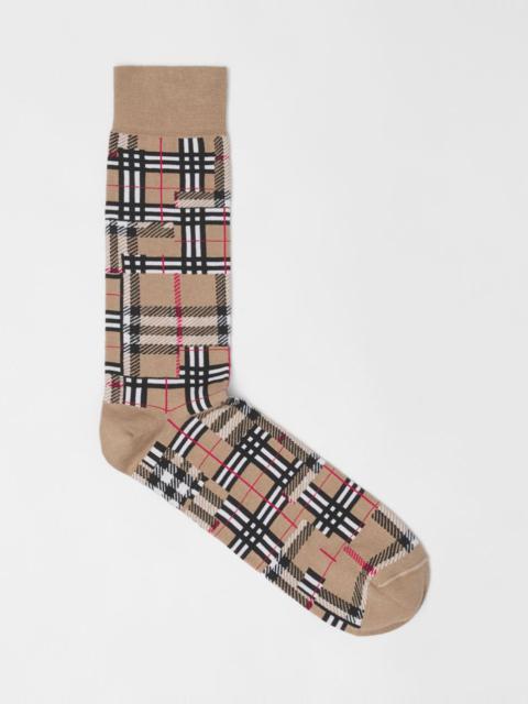 Burberry Patchwork Check Cotton Cashmere Blend Socks