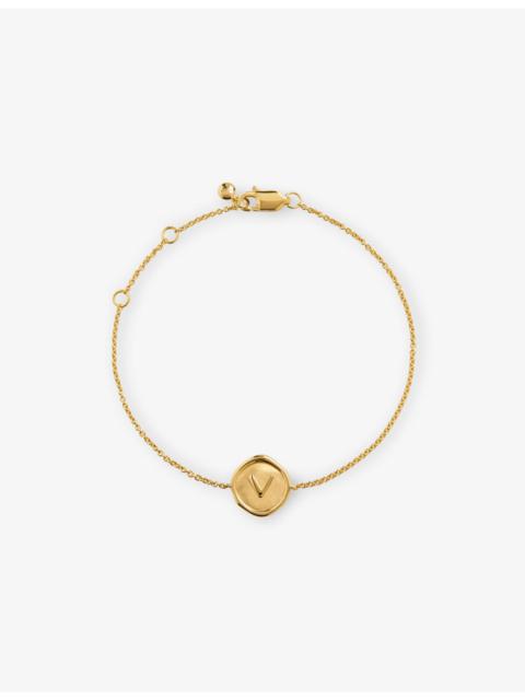 MONICA VINADER Initial V Stamp 18ct Yellow Gold Vermeil Chain Bracelet