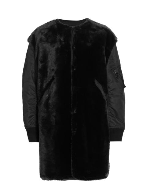 Junya Watanabe Women's Mixed-Media Faux-Fur Oversized Coat - Black