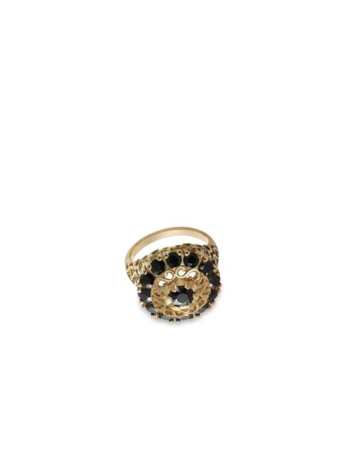 18kt yellow gold black sapphire cocktail ring