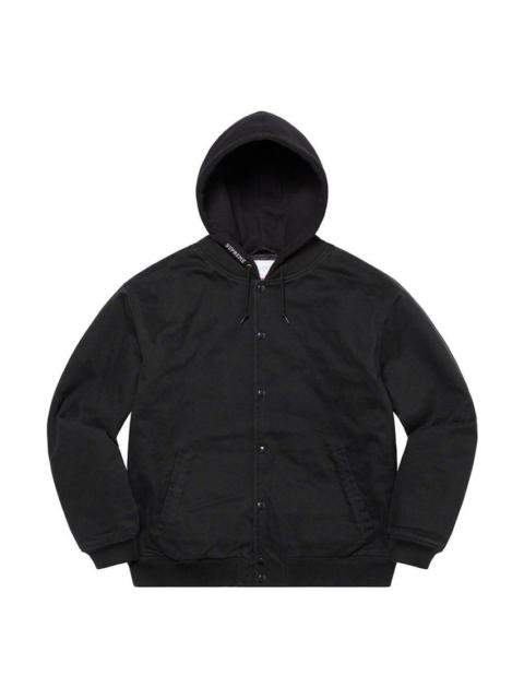 Supreme Hooded Twill Varsity Jacket 'Black' SUP-SS22-870-BLK