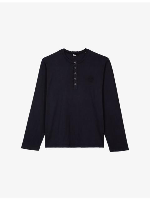 The Kooples Logo-Embroidered Long-Sleeve Cotton T-Shirt