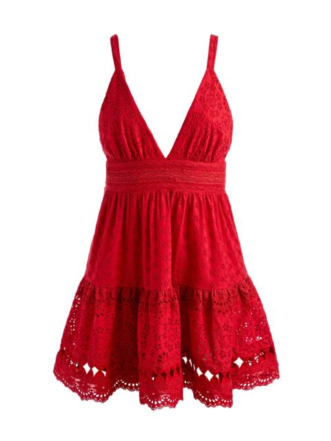 Alice + Olivia LORENE EMBROIDERED MINI DRESS