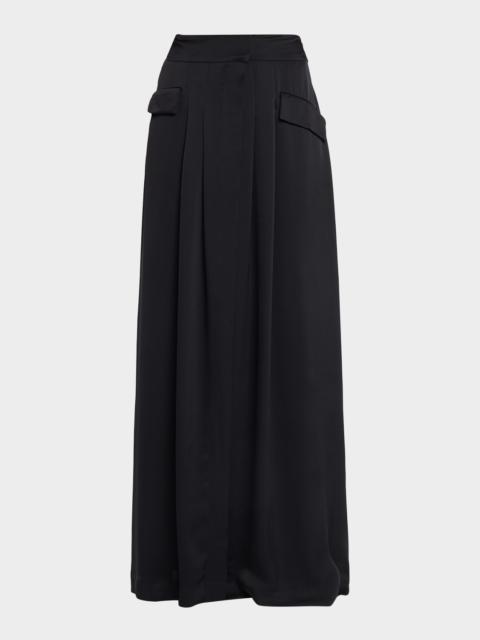 RAMY BROOK Zella Pleated Satin Maxi Skirt