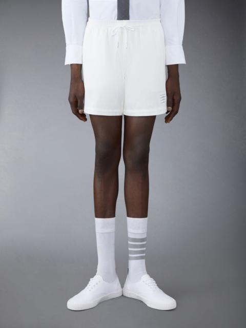 White Cotton Twill Drawstring Rugby Shorts