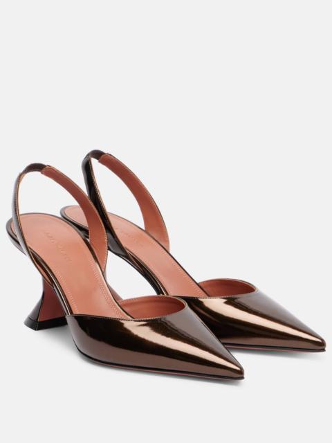 Amina Muaddi Holli 70 mirrored leather slingback pumps