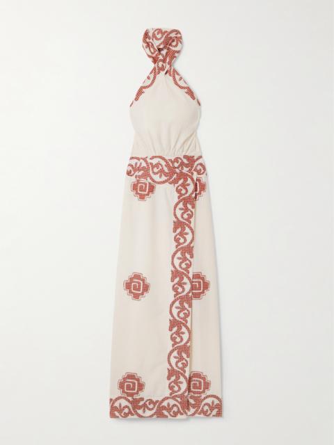 Johanna Ortiz Reinventing Embroidered Cotton Halterneck Maxi Dress