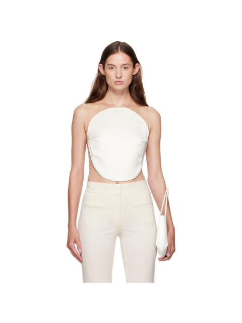 courrèges Off-White Illusion Circle Satin Bodysuit