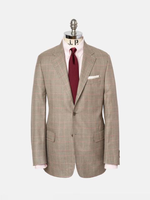 J. PRESS MADE-IN-CANADA TAN & OLIVE GLEN PLAID WOOL/SILK/LINEN SPORT COAT