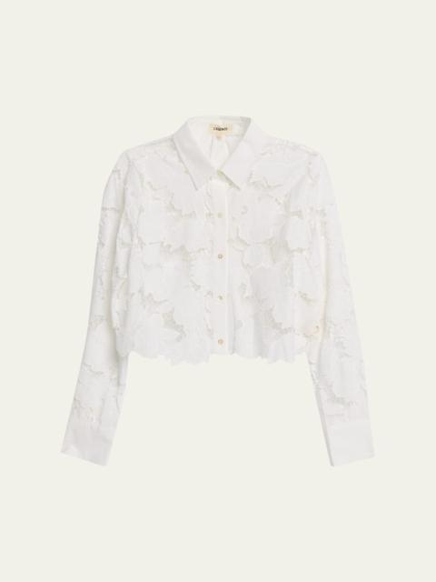 L'AGENCE Seychelle Eyelet Embroidered Cropped Shirt