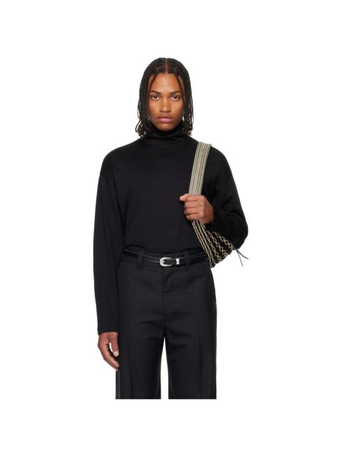 Lemaire Black Relaxed Mock Neck T-shirt