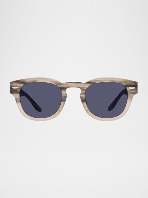 BARTON PERREIRA Men's Demarco Keyhole-Bridge Acetate Rectangle Sunglasses