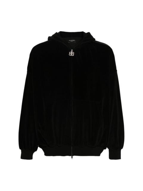 rhinestone-embellished zip-up hoodie