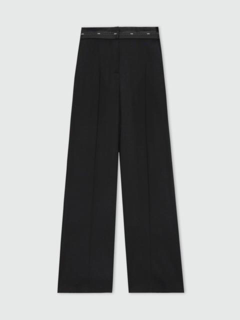 MSGM Black lightweight wool palazzo trousers with elasticated waistband and MSGM logo