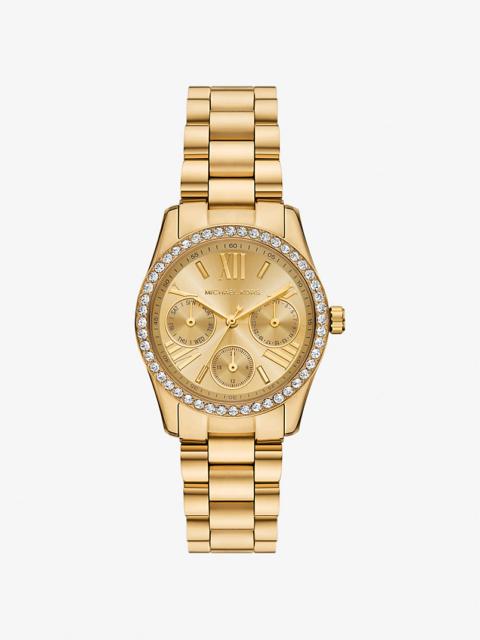 MICHAEL KORS Mini Lexington Pavé Gold-Tone Watch