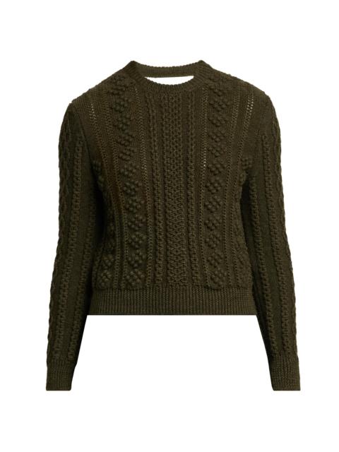 Jil Sander Women's Textured Wool Back-Cutout Crewneck Sweater - Thyme Green