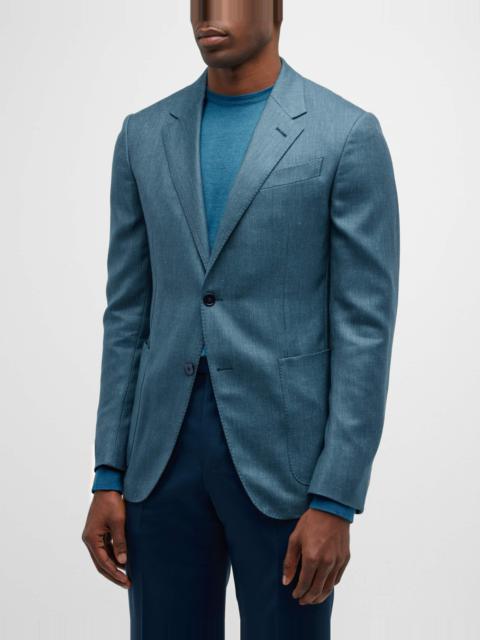 Men's Solid Cashmere-Blend Twill Blazer