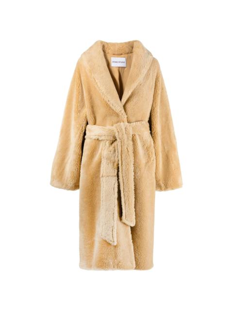 STAND STUDIO belted shearling coat