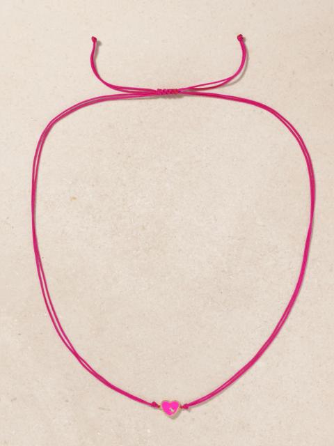 Yvonne Léon 9-karat gold, cord, enamel and diamond necklace Pink