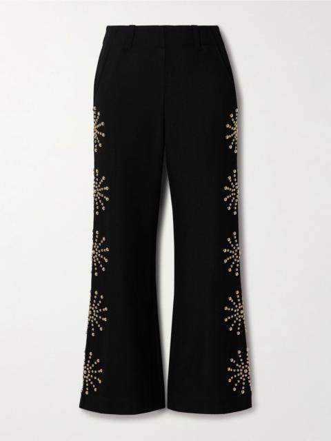 ALIX OF BOHEMIA Charlie Casino studded wool-twill flared pants Black