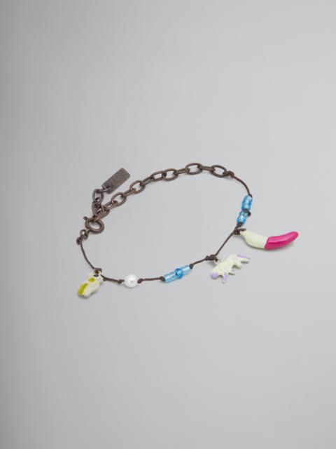 Marni MARNI X NO VACANCY INN - ANKLET WITH PINK AND YELLOW PENDANTS
