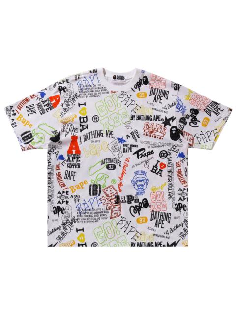 BAPE Hand Draw Pattern Relaxed Fit Tee 'White'