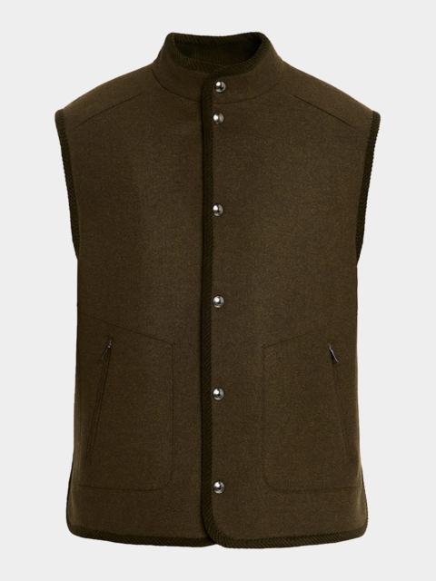 Loro Piana Men's Kelvin Wool and Cashmere Snap-Front Vest