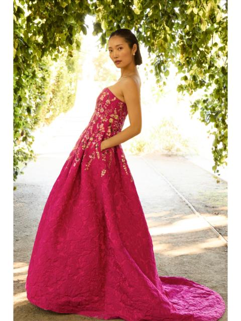 SACHIN & BABI EMBROIDERED KIRAN GOWN - DEEP FUCHSIA