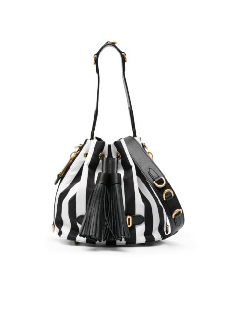 Moschino logo-lettering striped bucket bag