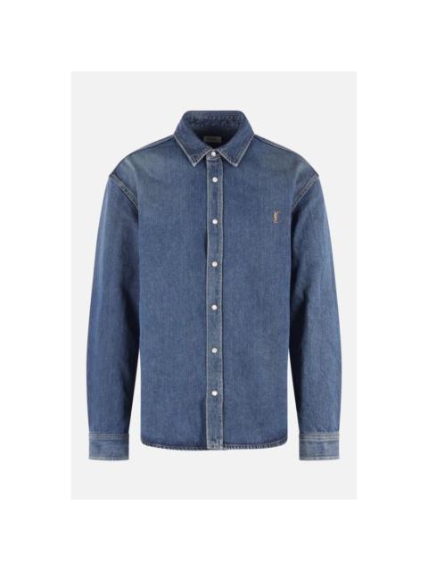 SAINT LAURENT SAINT LAURENT Cassandre Reef Blue Denim Shirt New & Authenti