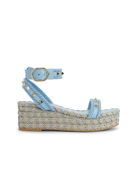 Valentino Rockstud Torchon Flatform Espadrilla Sandal