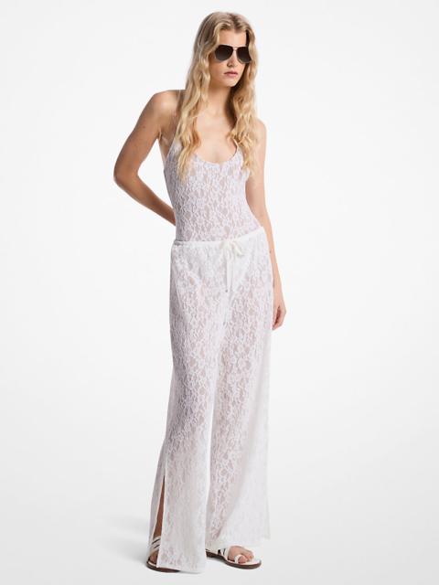 MICHAEL KORS Floral Lace Stretch Nylon Drawstring Pants