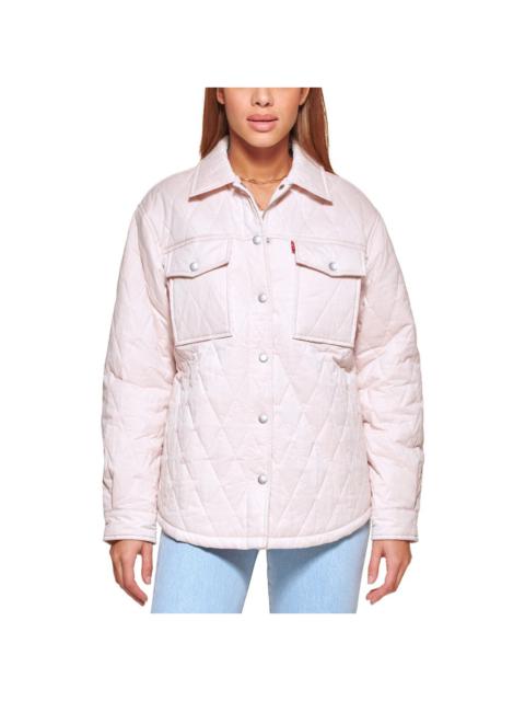 levi's Quilted Shirt Jacket in Peach Blossom at Nordstrom