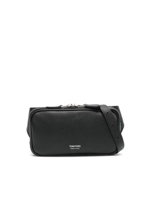 buckle-fastening leather belt bag