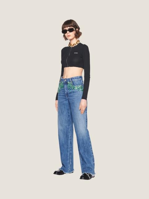 Miu Miu Embroidered five-pocket jeans