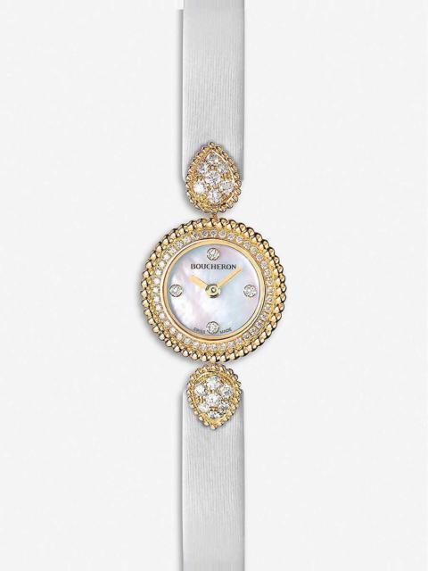 Boucheron WA015506 Serpent Bohème 18ct yellow-gold, diamond and mother-of-pearl watch