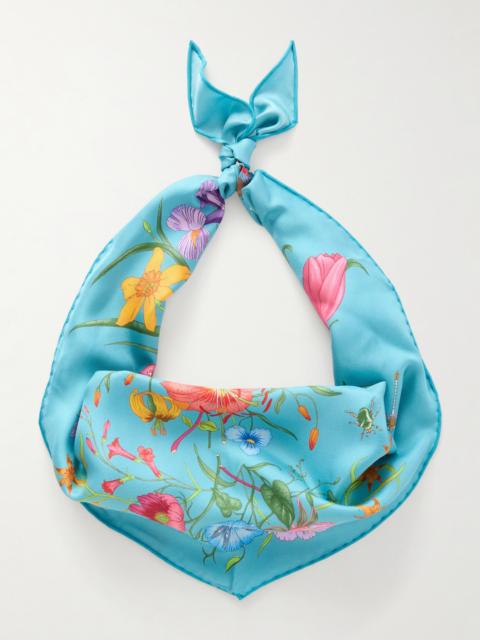 GUCCI Flora Floral-print Silk-twill Scarf