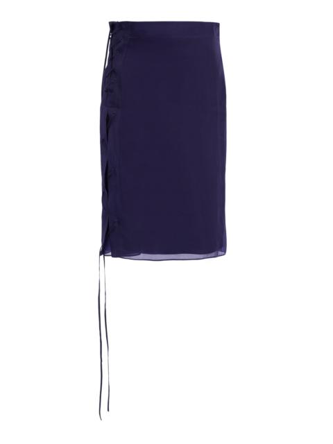FERRAGAMO Silk-Cupro Draped Knee-Length Skirt purple