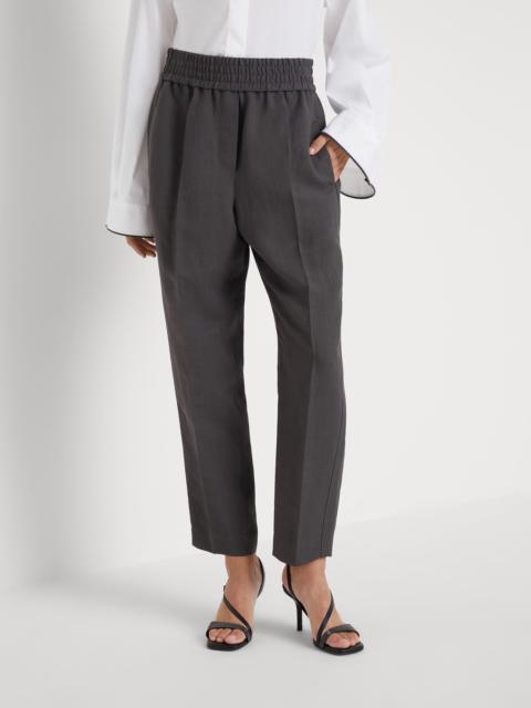 Brunello Cucinelli Viscose and linen fluid twill baggy pull-on trousers