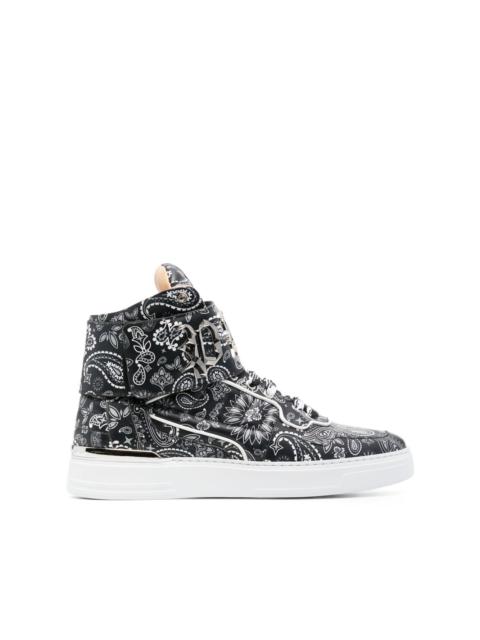 paisley-print hi-top sneakers