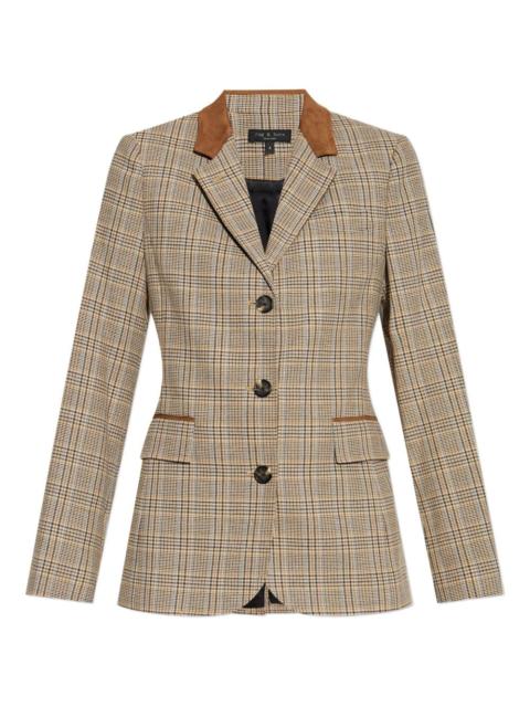 rag & bone checked suede-trimmed jacket