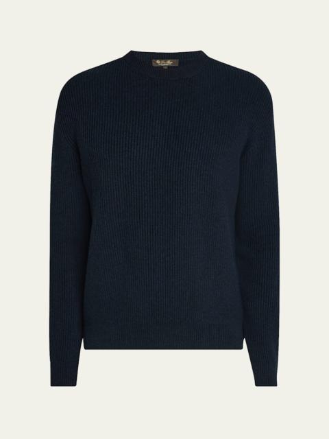Loro Piana Men's Fobello Cashmere Rib Crewneck Sweater