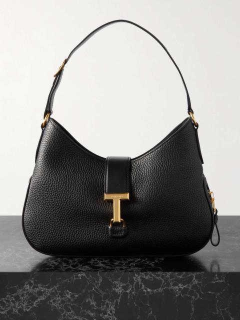 Monarch smooth and textured-leather shoulder bag