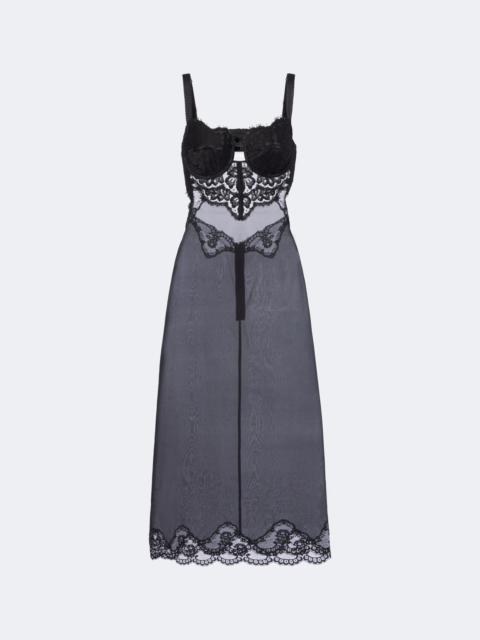 Dolce & Gabbana Lace-trimmed silk-blend midi dress