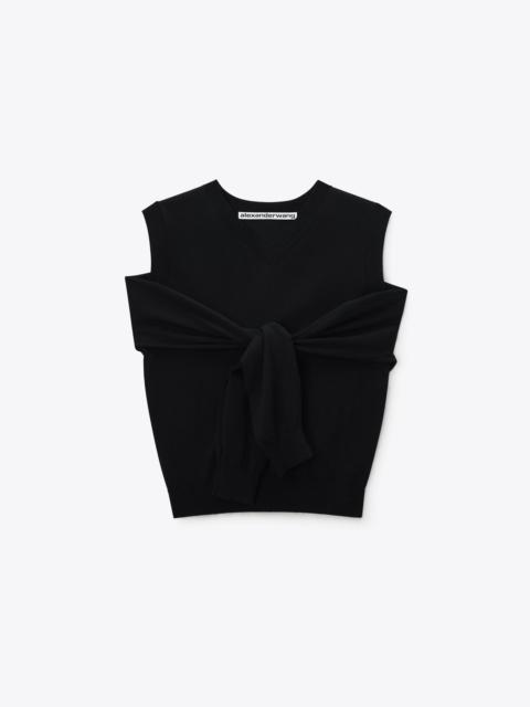 Alexander Wang layered v-neck vest with tie-front cardigan detail