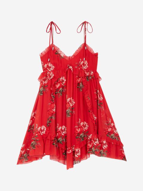 The Kooples RED FLORAL PRINT SHORT DRESS