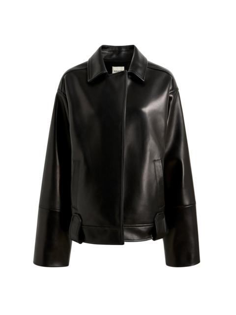KHAITE Alder Plonge Leather Jacket black