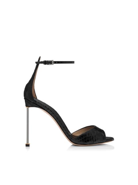 TOM FORD SEMI SHINY PRINTED PYTHON SPIRE ANKLE STRAP SANDAL