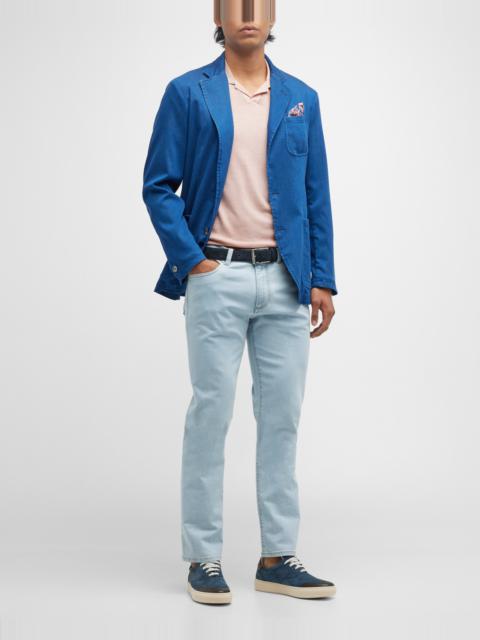 Canali Men's Soft Denim Blazer with Patch Pockets